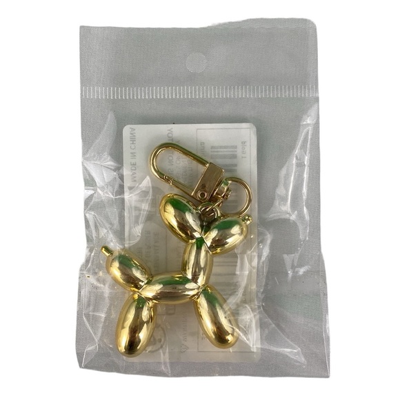 Gold Balloon Dog Bag Charm Keychain - Picture 10 of 11